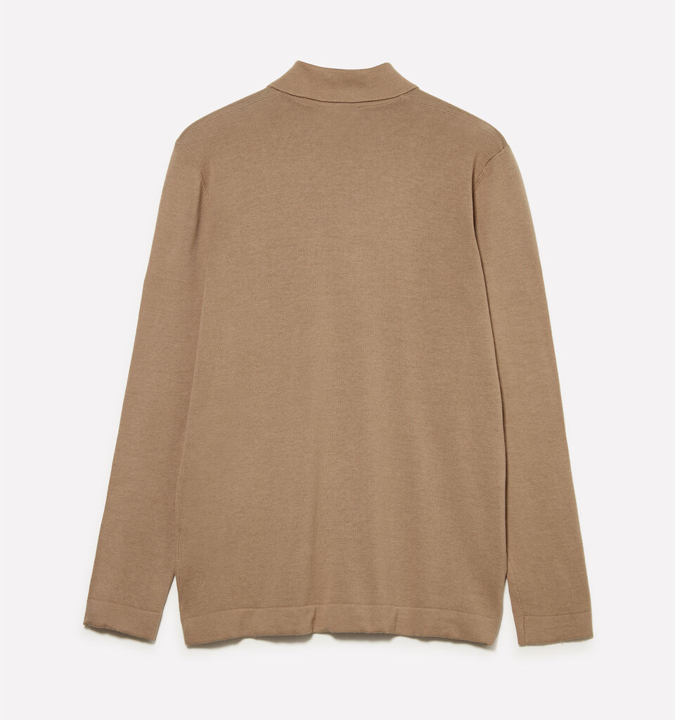 Camel knit polo - men's v-neck sweaters - Camel | Sisley image number 2